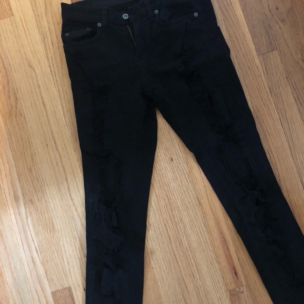 Distressed car mar denim